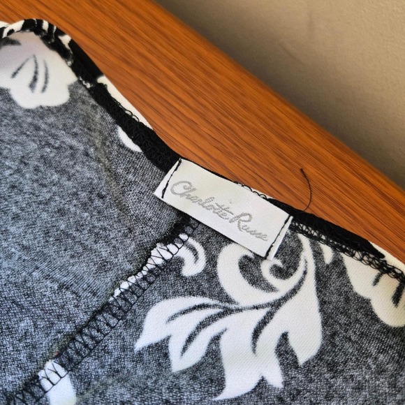 Vtg y2k Charlotte Russe Black White Floral Dress Sleeveless Babydoll Stretchy - Picture 8 of 10